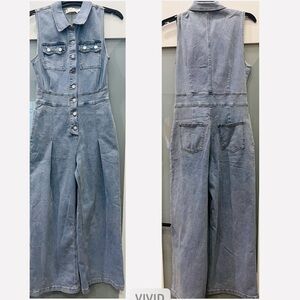 BRAND NEW LC Lizette Collections Denim Jumpsuit Size Small